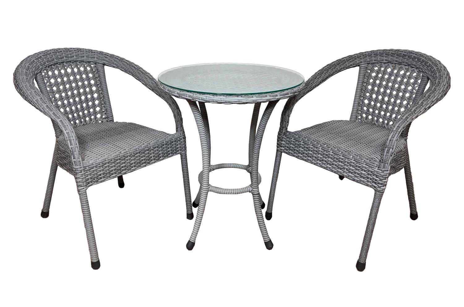 Комплект DECO 2 с круглым столом, серый кресло из искусственного ротанга толедо серое