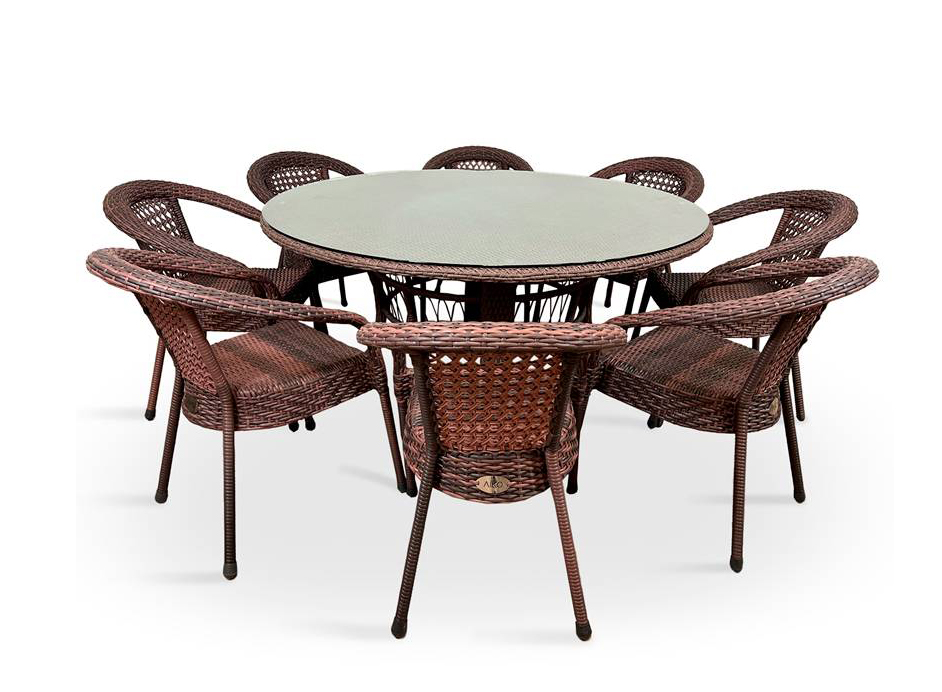 Комплект мебели DECO 8 с круглым столом, коричневый простыня на резинке гламур коричневый р 180х200