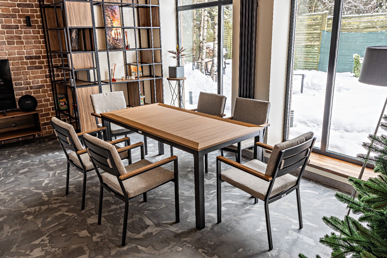 

Обеденный комплект OSCAR со столешницей из поливуда, Cветло-серый, Обеденный комплект OSCAR со столешницей из поливуда