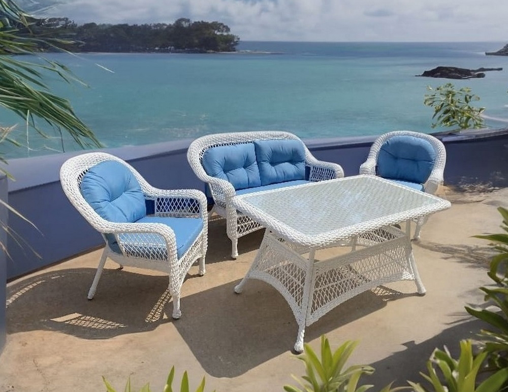 Комплект мебели из искусственного ротанга T130-LV-520-White grp 630 motif 200х90см 5шт кор white blue