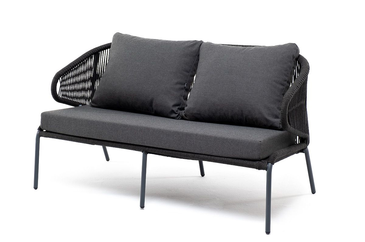 Двухместный диван из роупа Милан темно-серый обеденная группа на 4 персоны из роупа венето милан темно серый