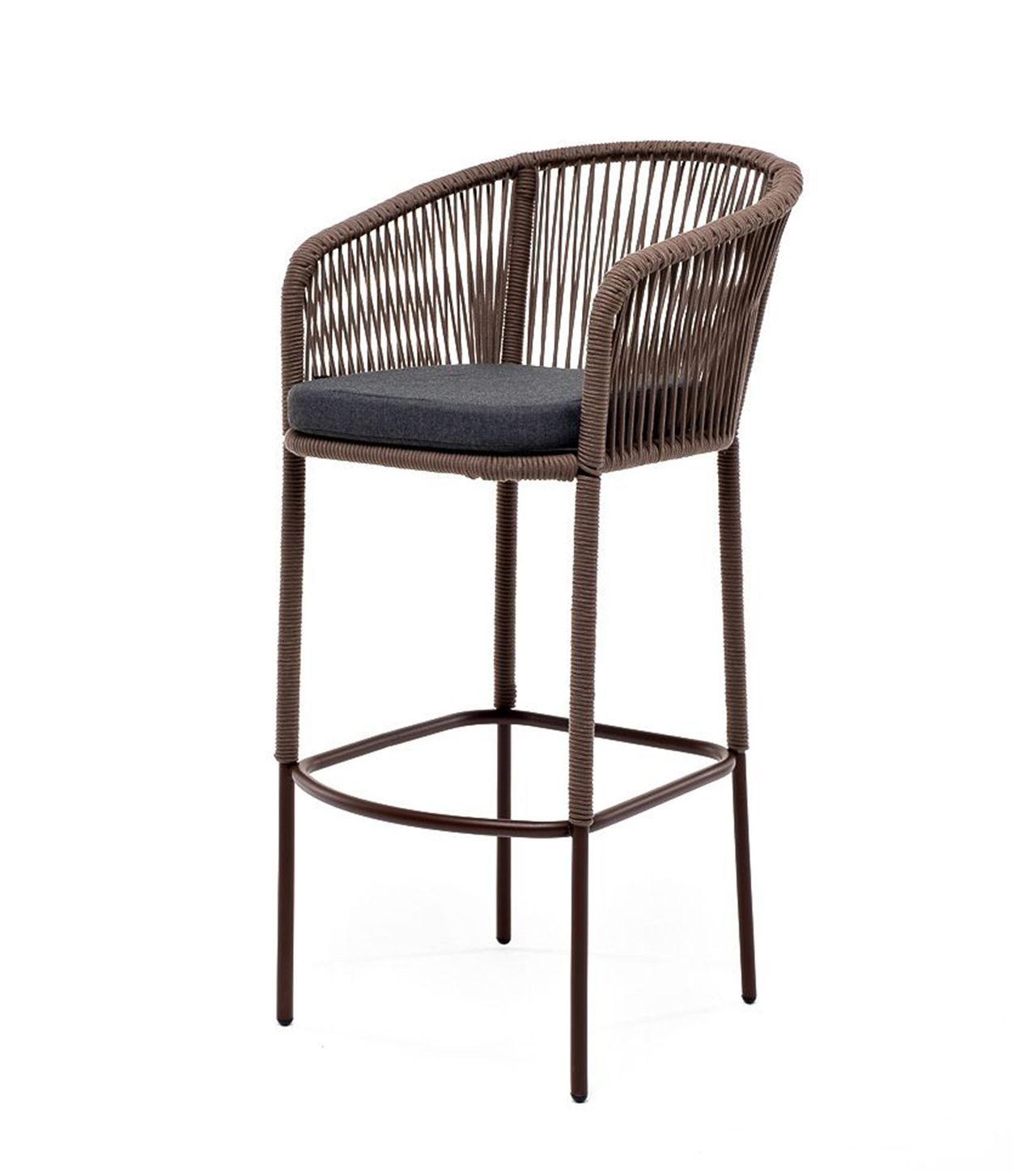 Барный стул из роупа Марсель серо-коричневый плетеный стул из роупа диего темно серый