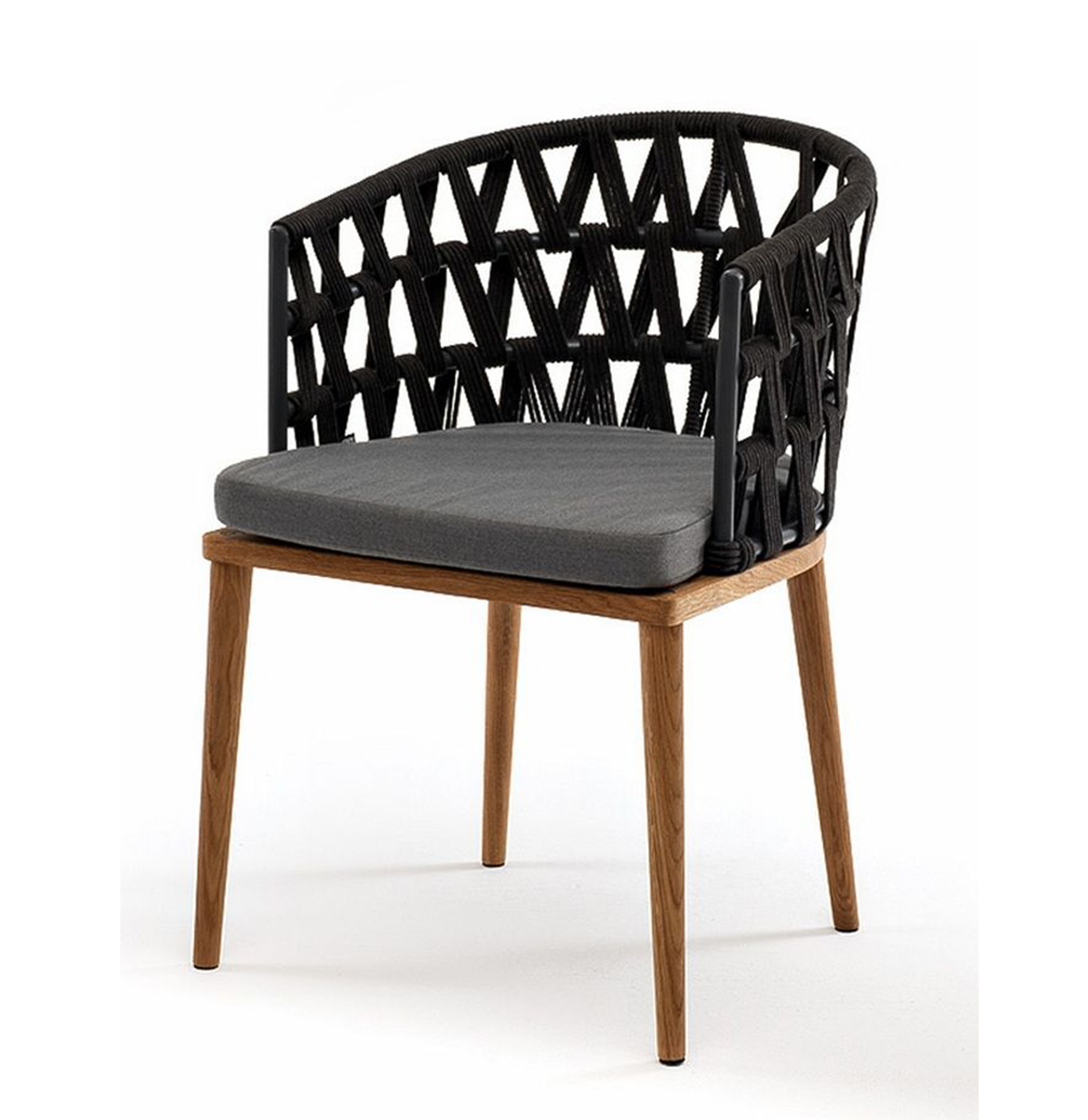 Плетеный стул Диего из дуба, темно-серый стул из роупа монако