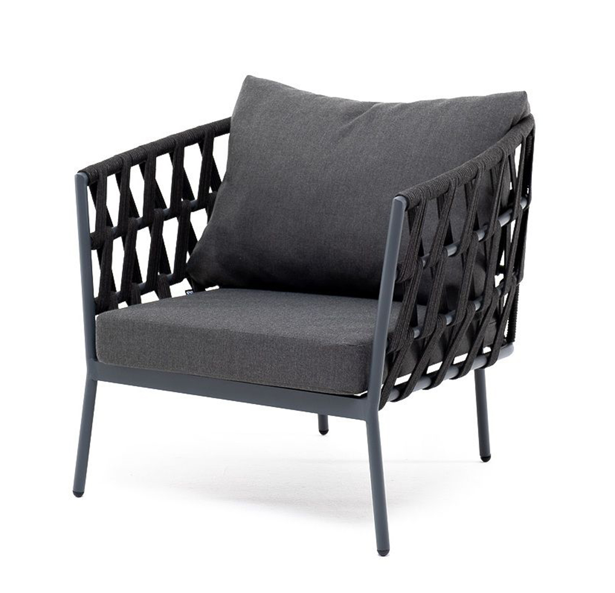 Плетеное кресло Диего из роупа темно-серое