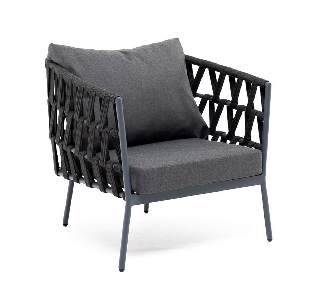 Плетеное кресло Диего из роупа темно-серое 
