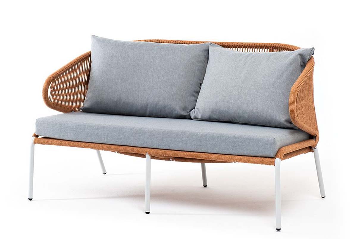 Диван 2-местный Милан плетеный из роупа оранжевый диван угловой марсель велюр коричневый угол правый