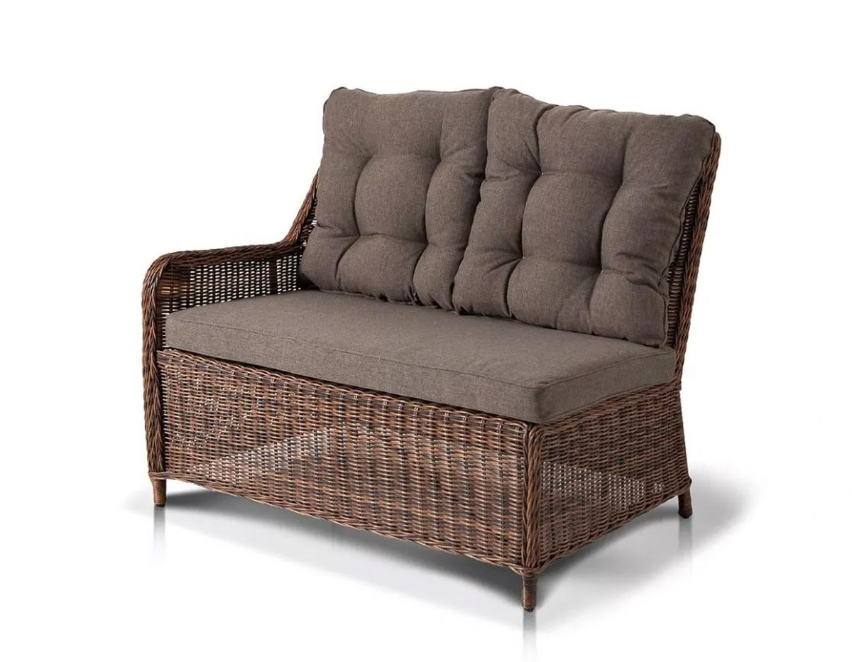 Плетеный левый модуль дивана Бергамо Brown плетеный стул из роупа лион коричневый ткань темно серая