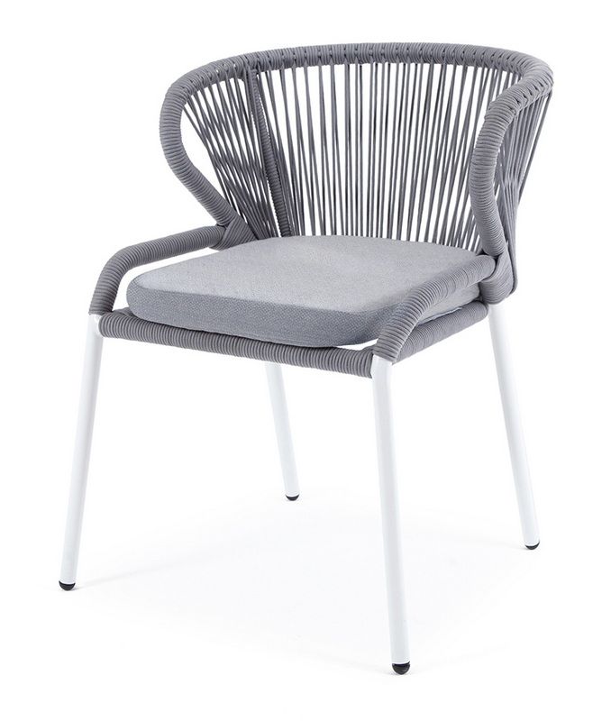 Плетеный стул из роупа Милан светло-серый плетеный стул из роупа марсель серый белый каркас