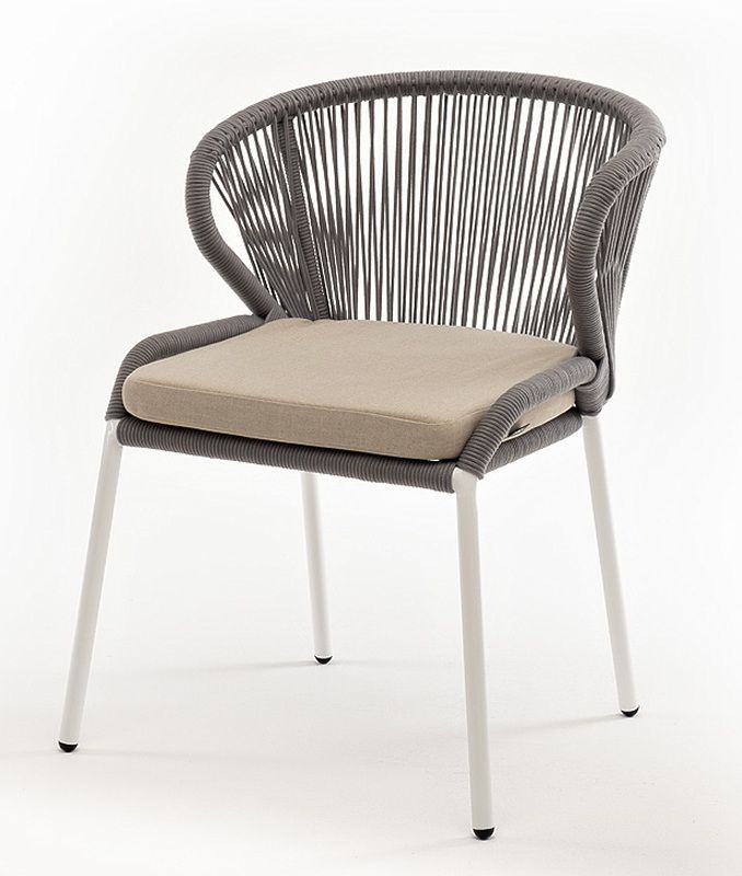Cтул Милан из роупа светло-серый, ткань бежевый стул molly trf 09 серый кварц ткань