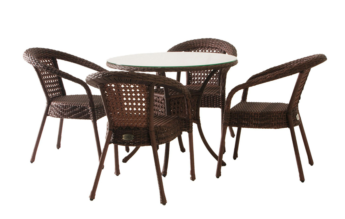 Комплект DECO 4 с круглым столом коричневый стул cassiopeia g028 27 темно коричневый ткань
