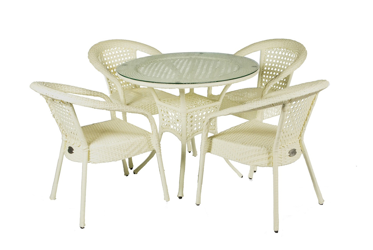 Комплект DECO 4 с круглым столом белый комплект ametis marmulla ступень ivory ma00 33x120 непол подступенок 14 5x120