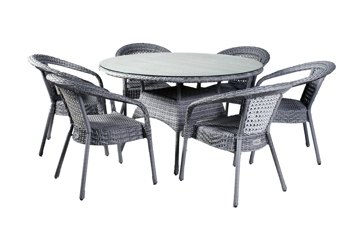 Комплект DECO 6 с круглым столом серый гигиенический комплект clever toubkal 61118
