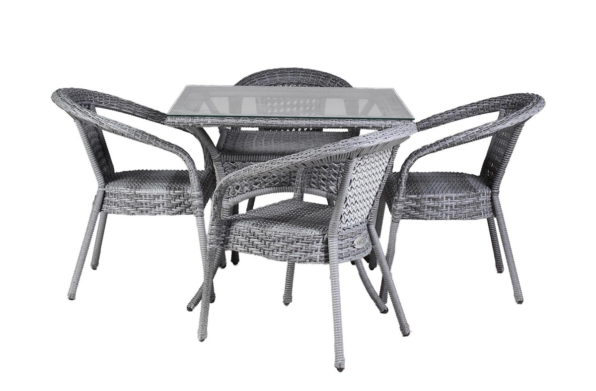 Комплект DECO 4 с квадратным столом серый кофейный комплект из искусственного ротанга алиса