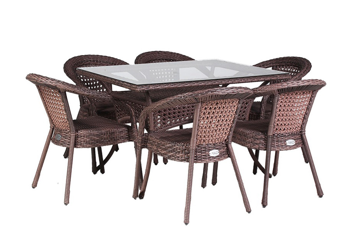 Комплект DECO PLUS 6 с прямоугольным столом коричневый косметичка на молнии коричневый разно ный