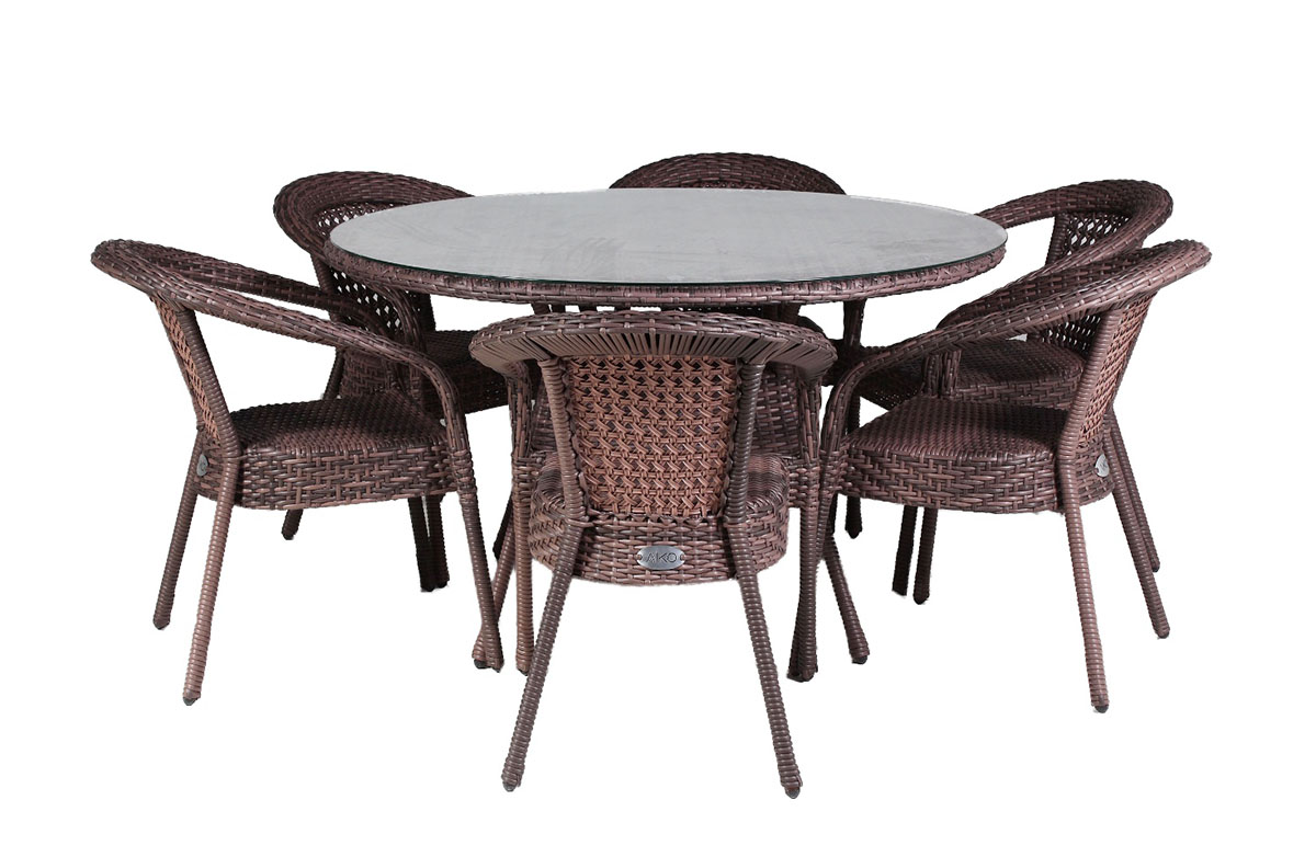 Комплект DECO 6 с круглым столом коричневый простыня на резинке togas сенса коричневый 180х200 30