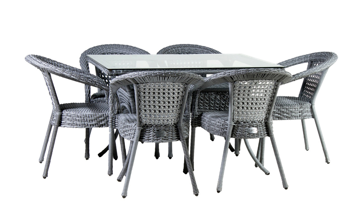 Комплект DECO PLUS 6 с прямоугольным столом серый комплект ametis marmulla ступень ivory ma00 33x120 непол подступенок 14 5x120
