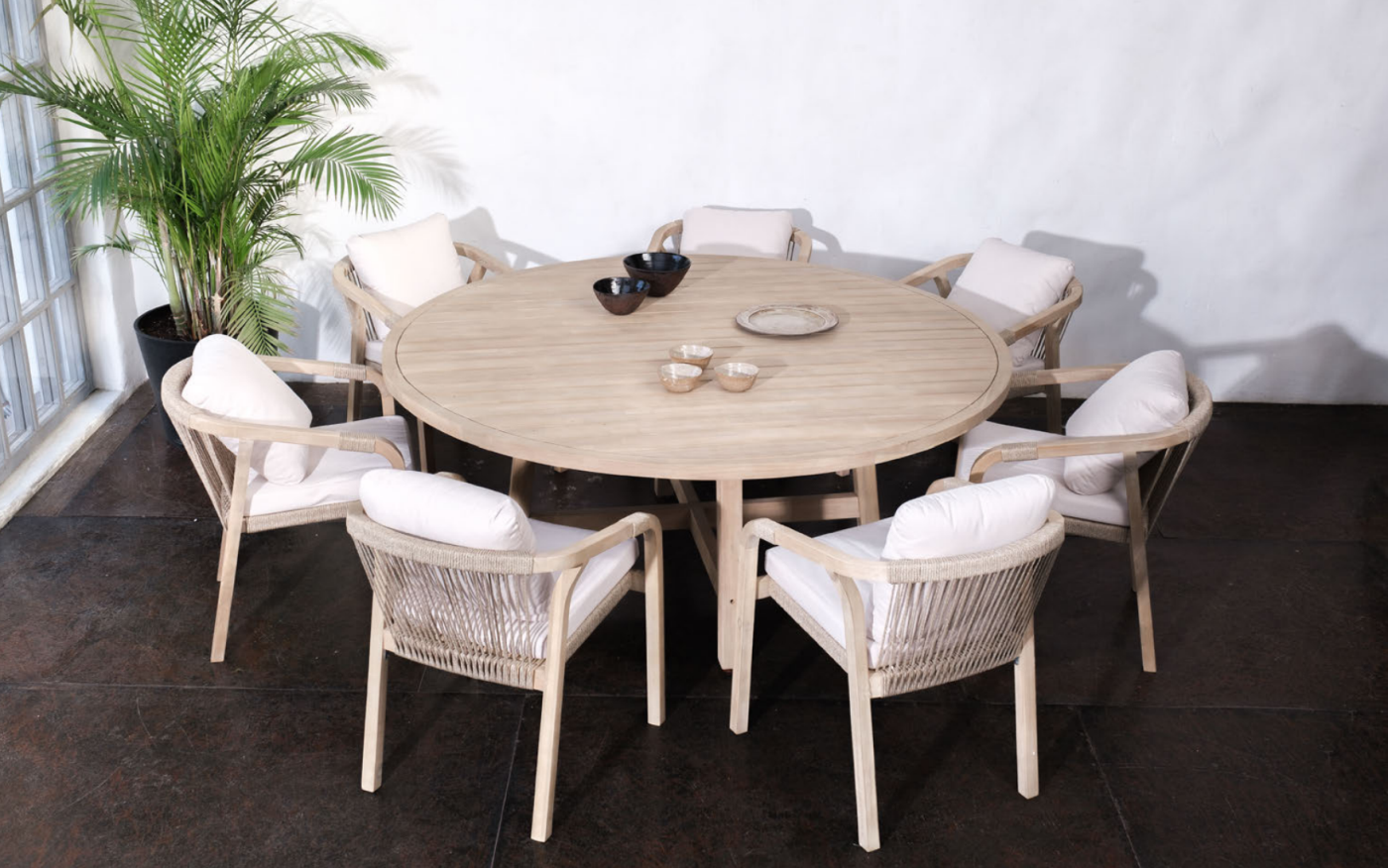 Обеденная группа Rimini M круглый стол тарелка обеденная керамика 26 см круглая verde бежевый daniks st2155