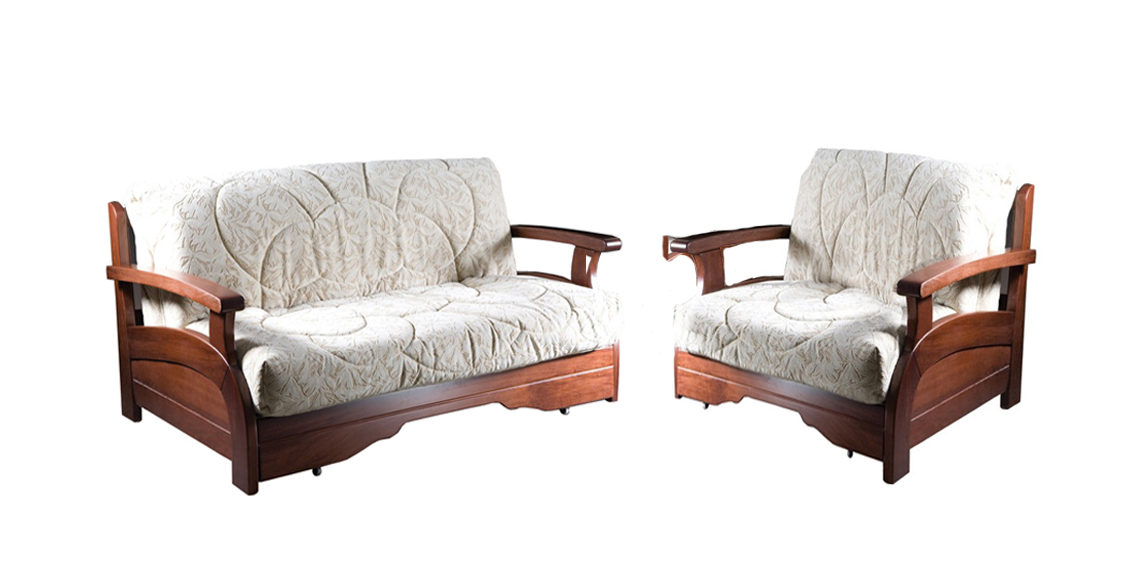 Комплект мягкой мебели Лотос с деревянными подлокотниками