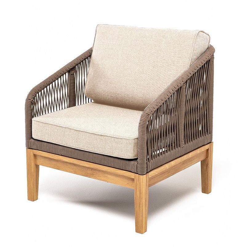 Кресло плетеное Канны из роупа бежево-коричневое плетеное кресло равенна коричневое