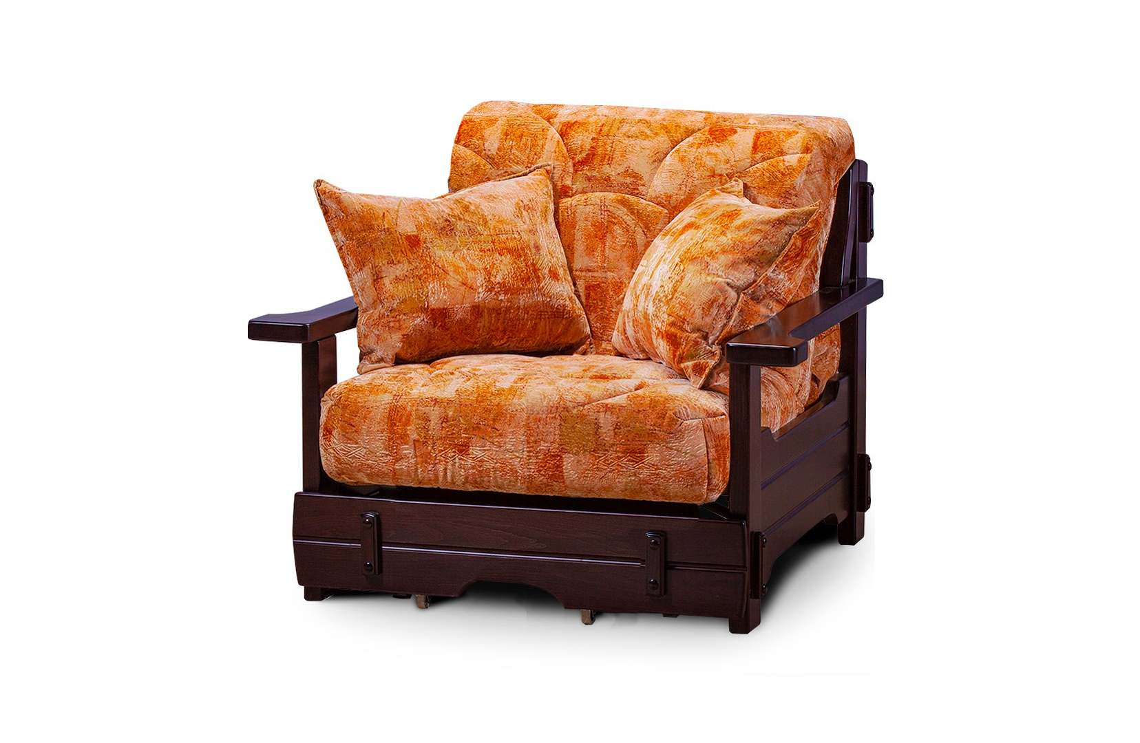 Кресло-кровать Япет с деревянными подлокотниками гостиная флора люкс ясень темный ясень белый с зеркальными фасадами
