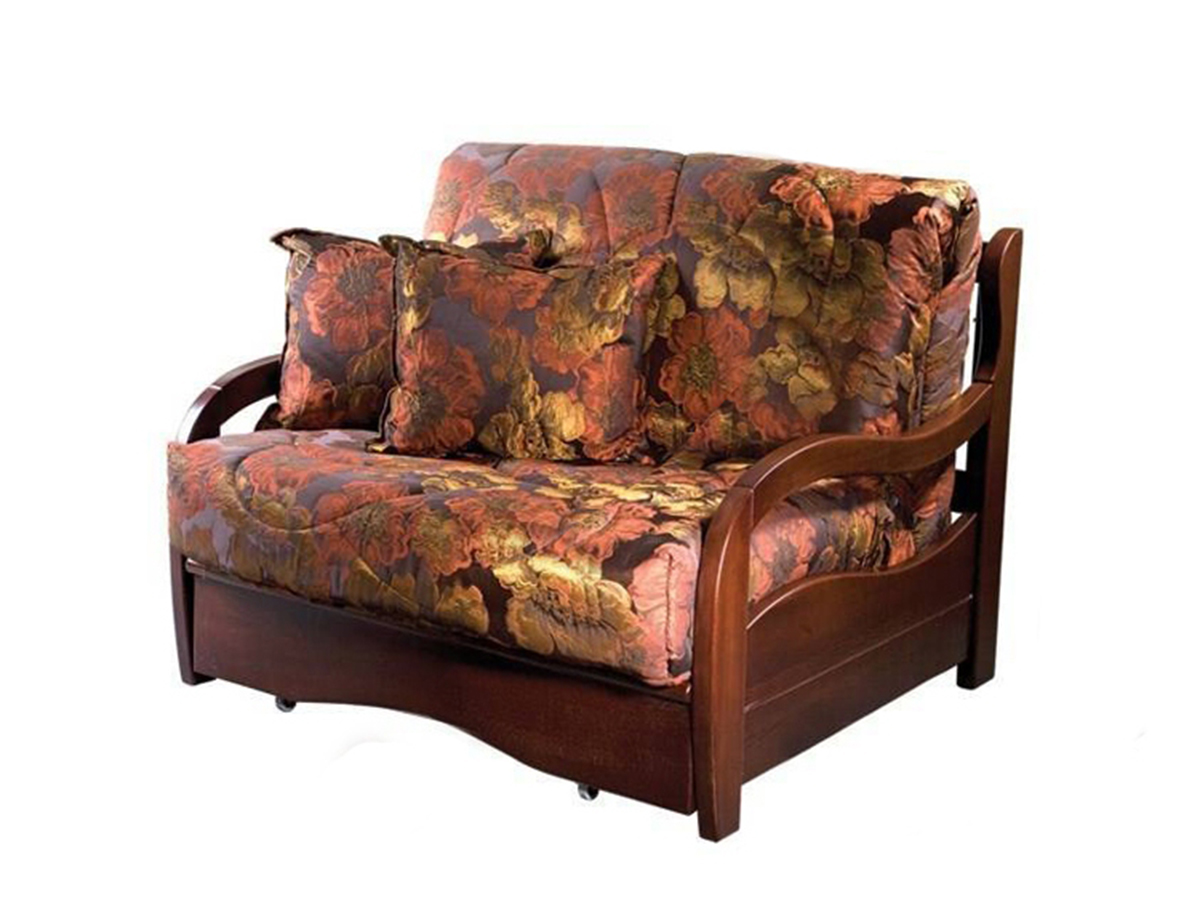 Кресло-кровать Нирвана с деревянными подлокотниками гостиная флора люкс ясень темный ясень белый с зеркальными фасадами