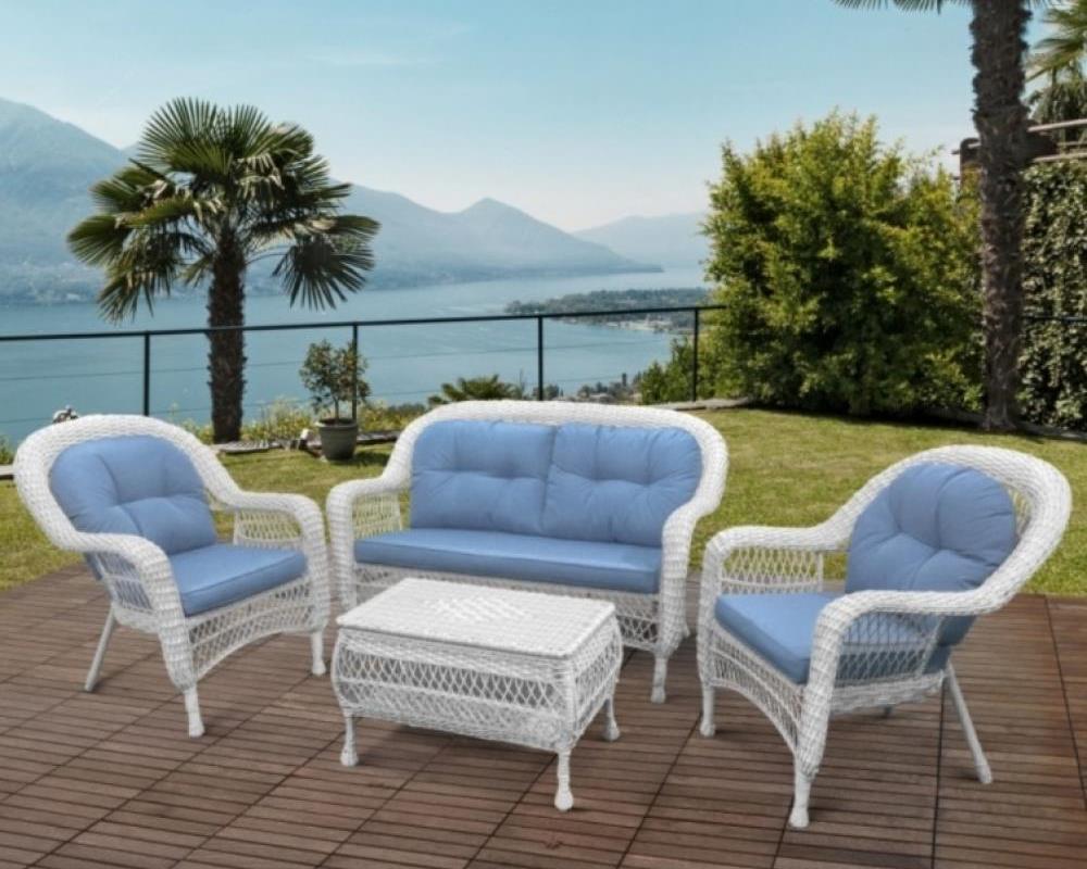 Комплект мебели из искусственного ротанга LV-520 White/Blue Афина плетеный комплект для отдыха lv 520 white blue афина