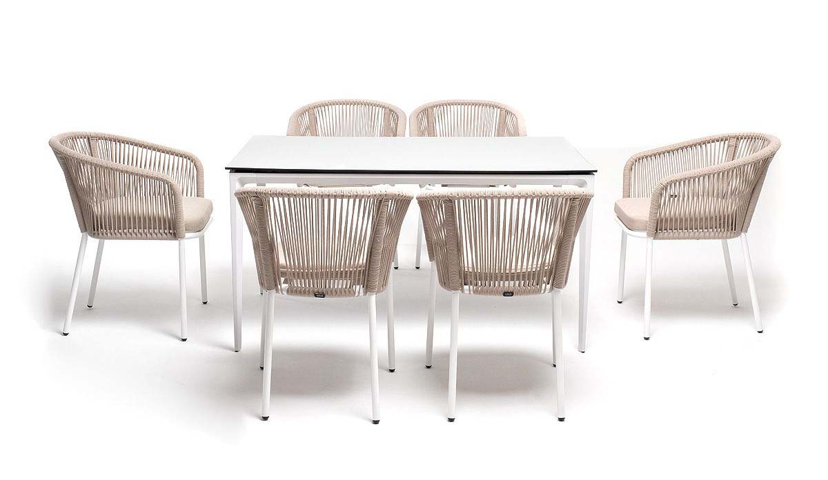 Обеденная группа Малага на 6 персоны со стульями Марсель бежевая обеденная группа на 4 персоны из роупа венето милан темно серый