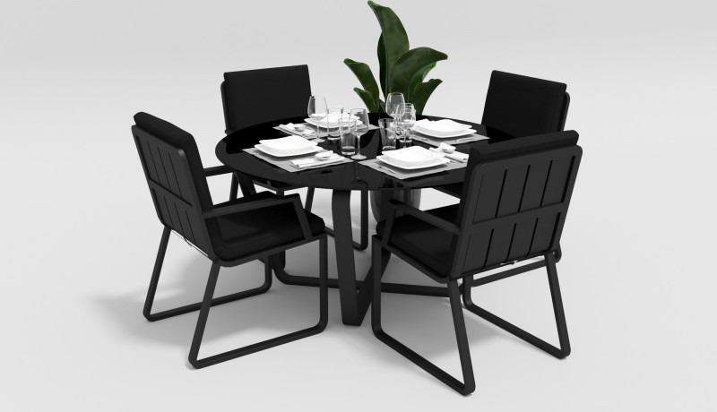 Обеденная группа Primavera карбон/черный обеденная группа на 4 персоны венето со стульями лион темно серый
