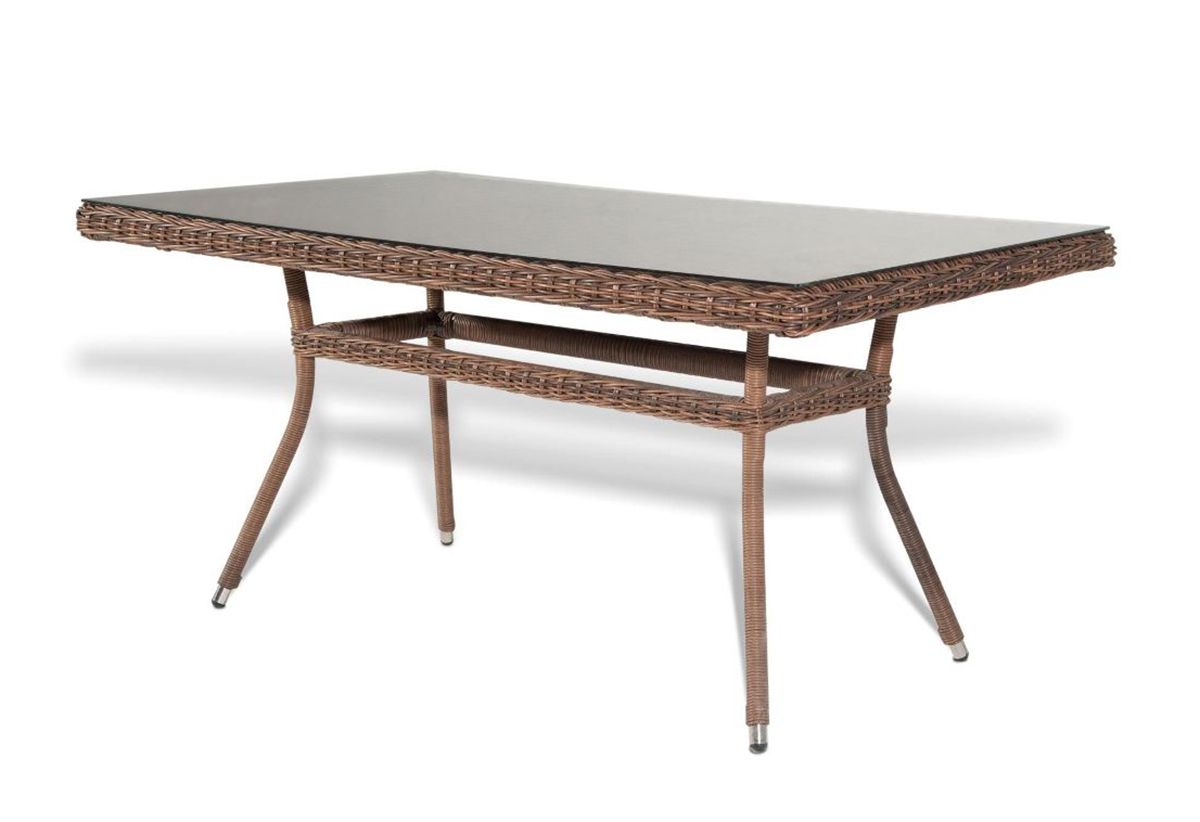 Плетеный обеденный стол Латте 200 Brown модуль угловой с подушками лунго brown