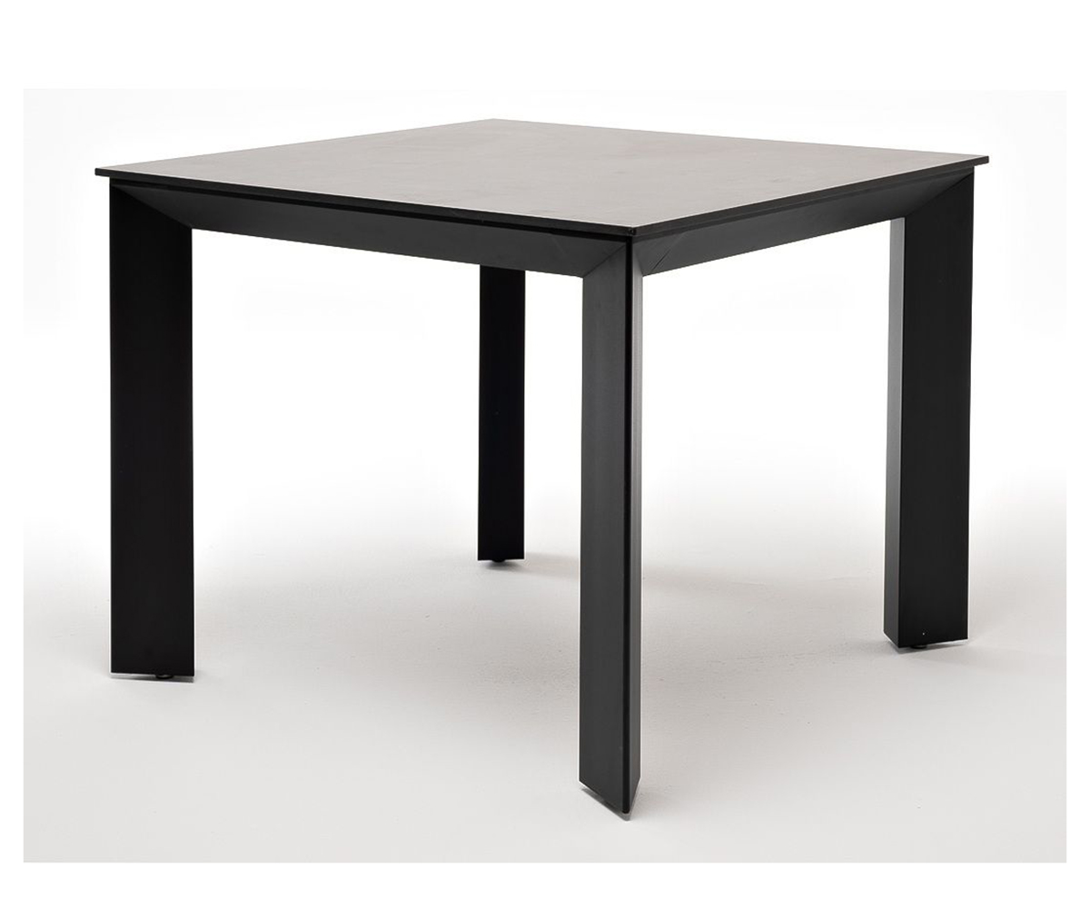 Обеденный стол из HPL 90 Венето серый гранит, каркас черный стул tintin bluvel 14 grey каркас
