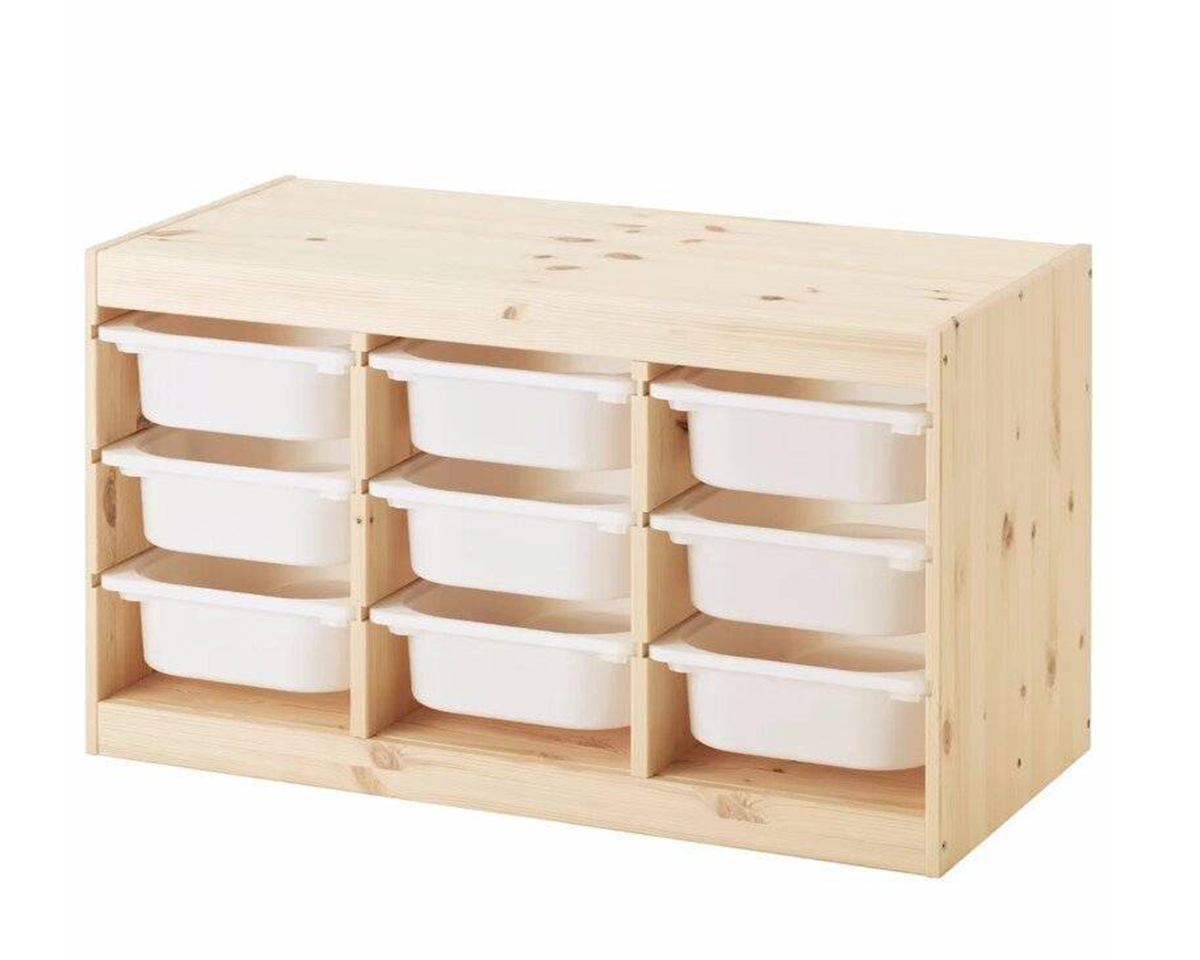 Ящик для хранения с контейнерами TROFAST 9М белый Икеа подарочный ящик 34×21 5×10 5 см деревянный с закрывающейся крышкой без покраски