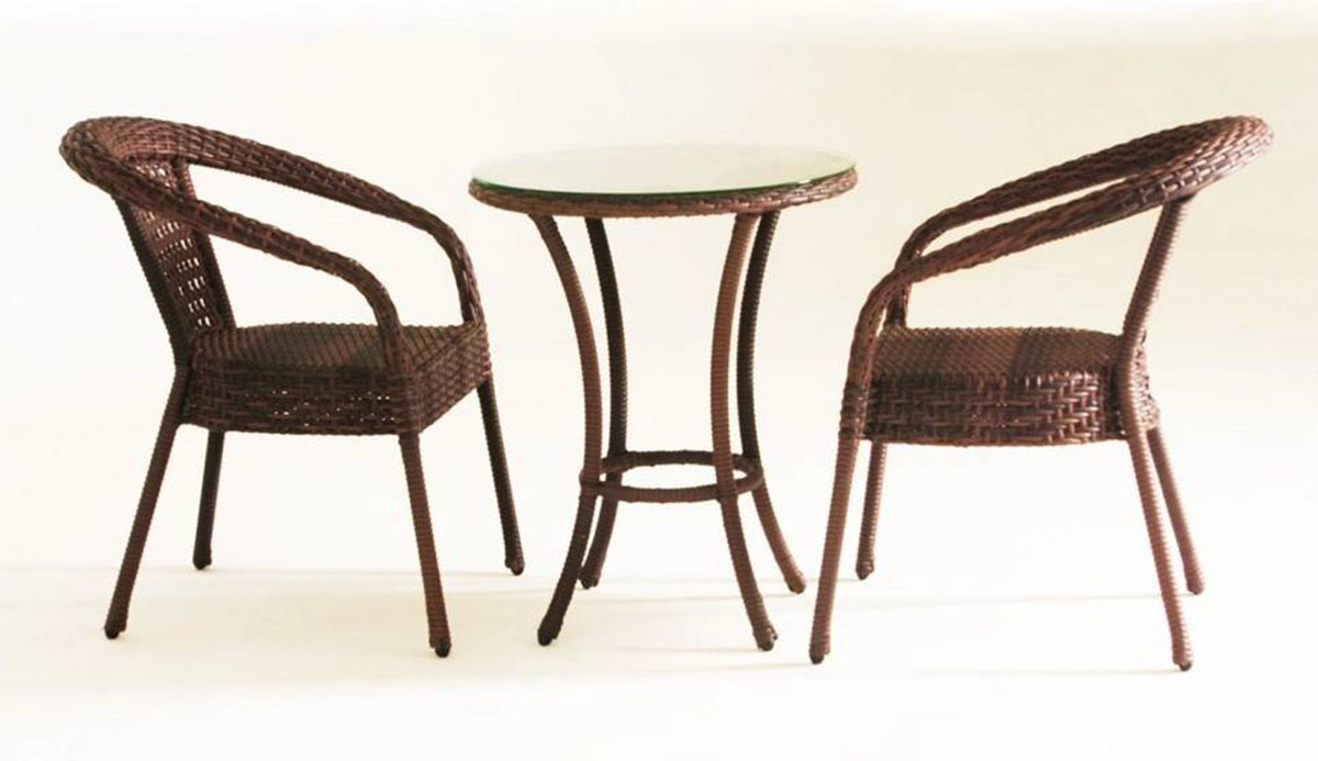 Комплект DECO 2 с круглым столом, коричневый комплект из искусственного ротанга сан марино