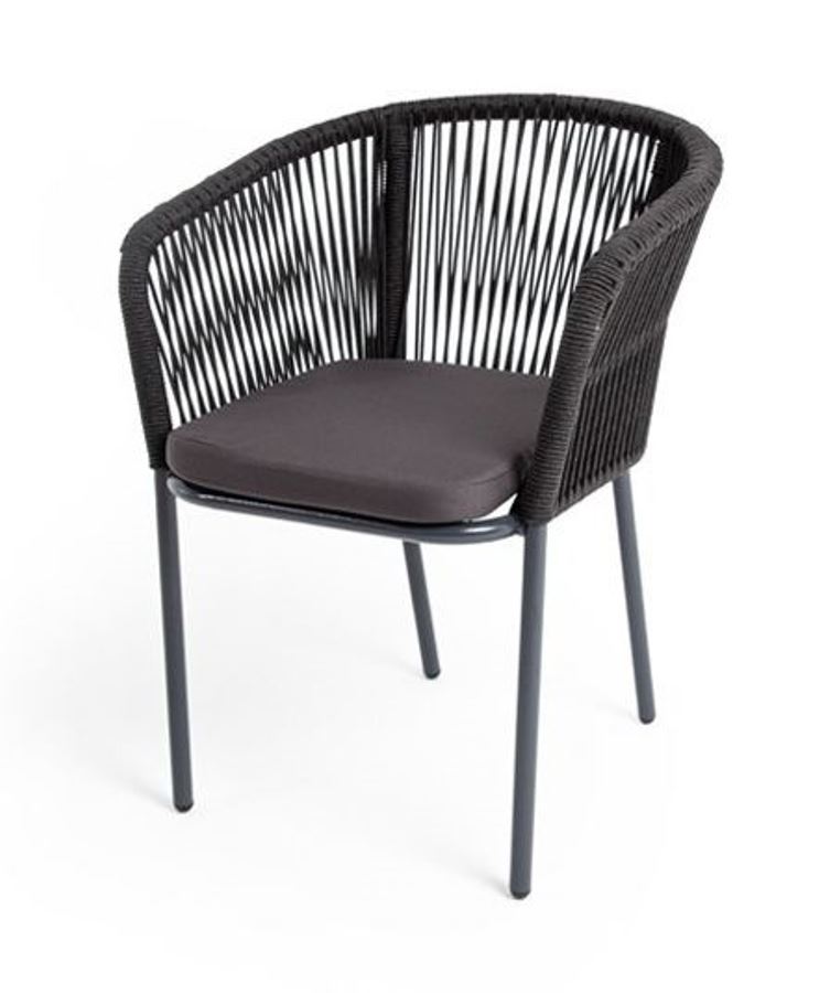 Плетеный стул из роупа Марсель темно-серый кресло мадрид из роупа темно серый