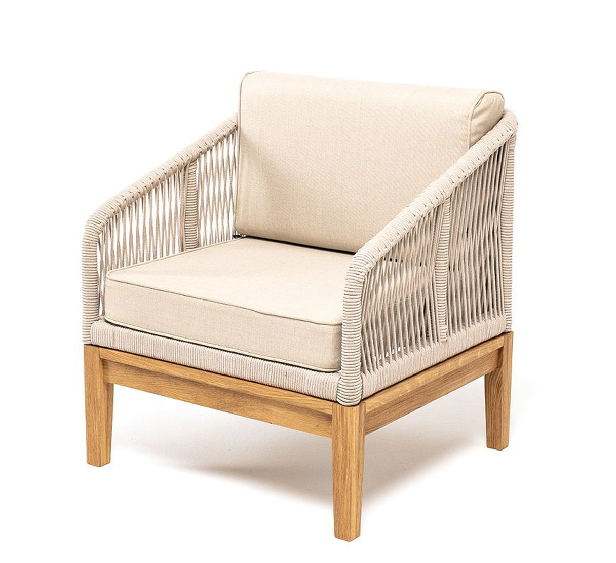 Плетеное кресло из роупа Канны дуб, бежевое плетеное кресло равенна бежевое