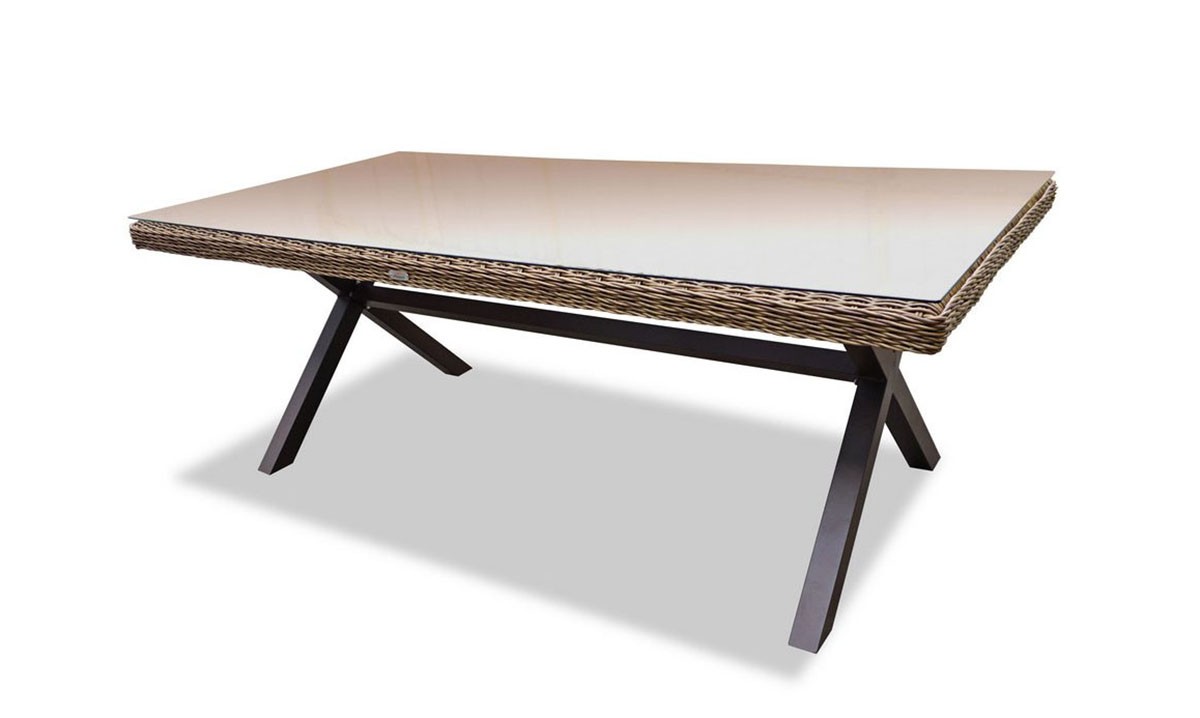 Плетеный стол Opal 210 плетеный стул из роупа лион коричневый ткань темно серая