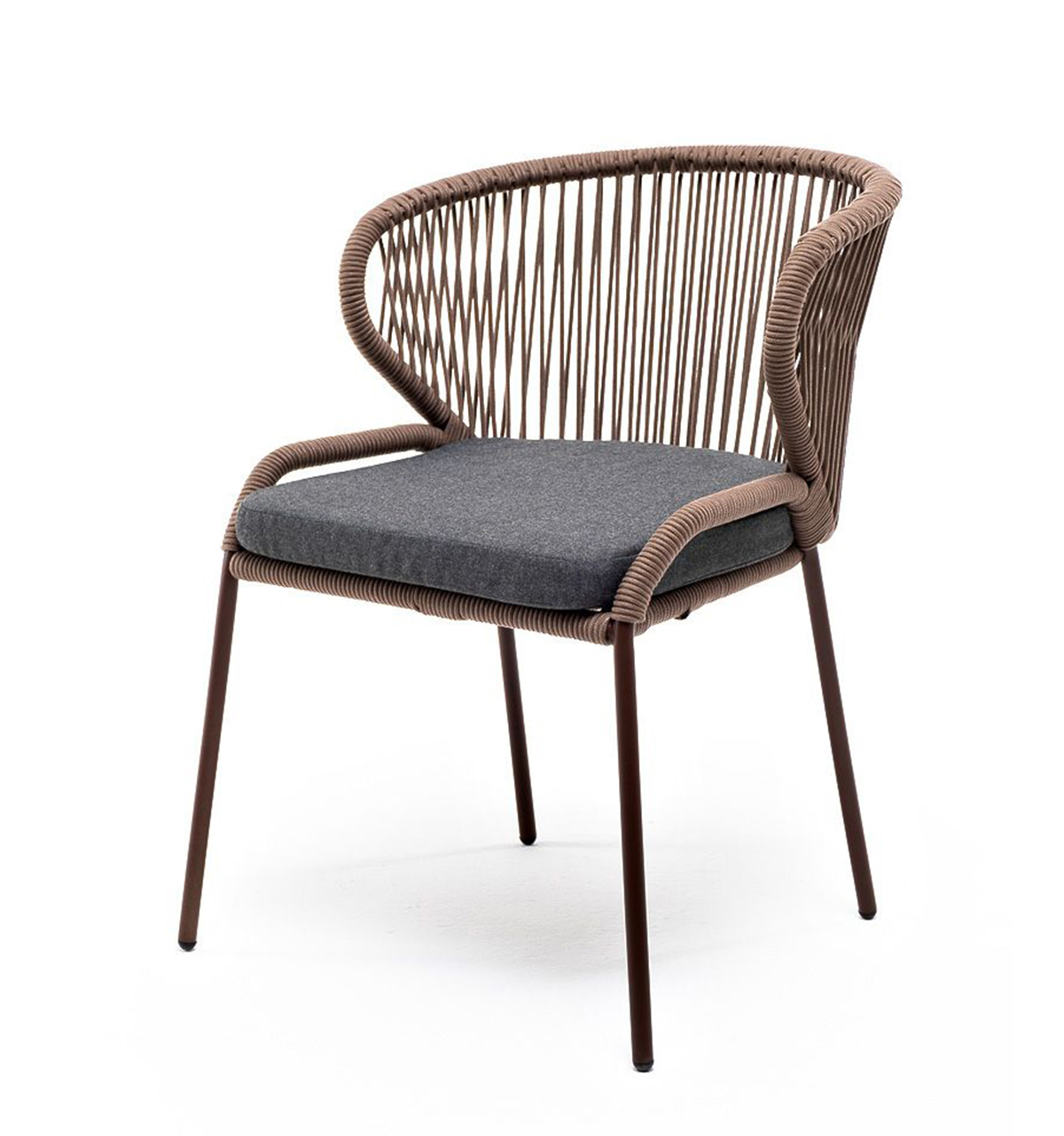Плетеный стул из роупа Милан серо-коричневый плетеный стул из роупа лион коричневый ткань темно серая