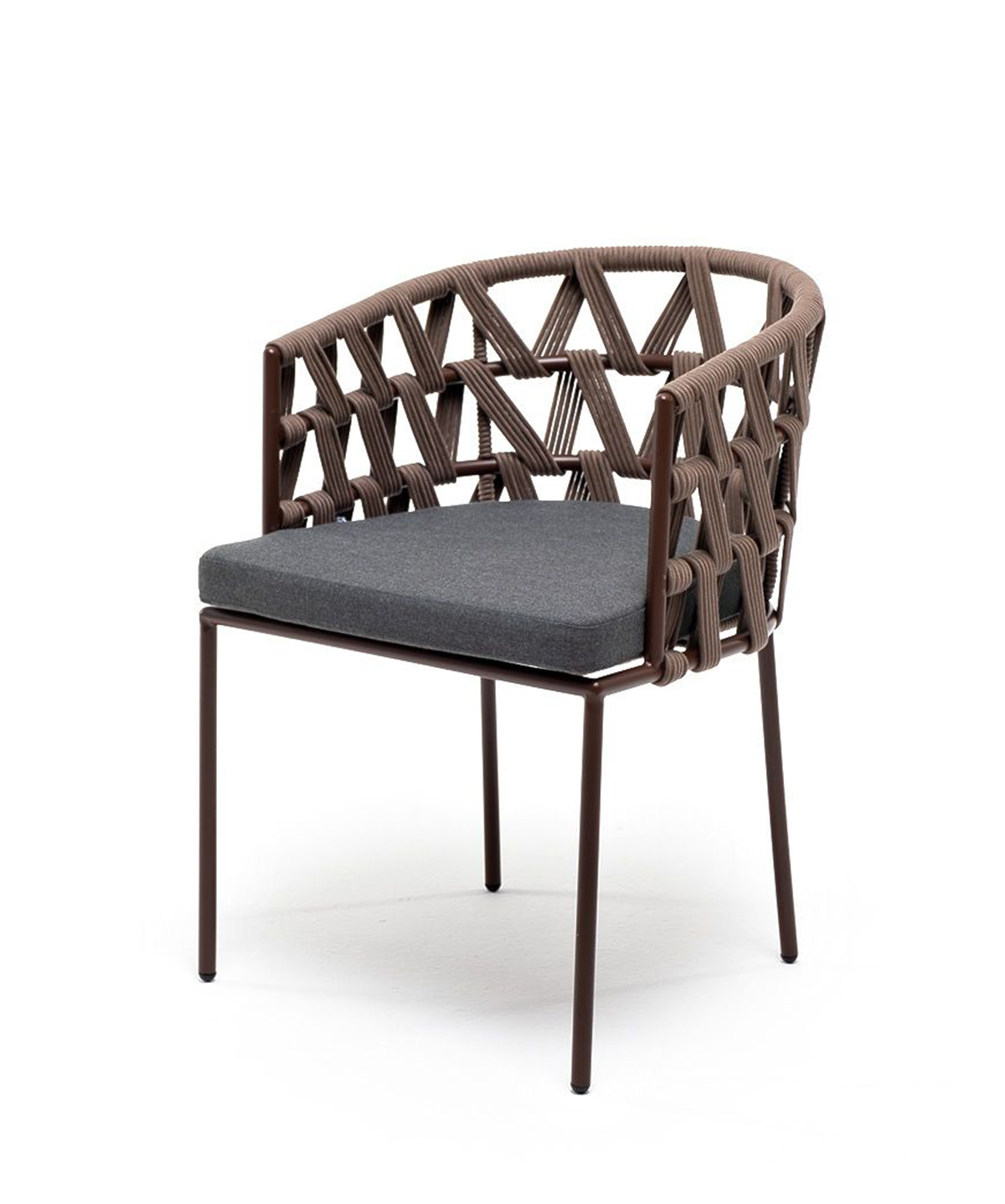 Плетеный стул из роупа Диего серо-коричневый обеденный стол из hpl диего 100 коричневый