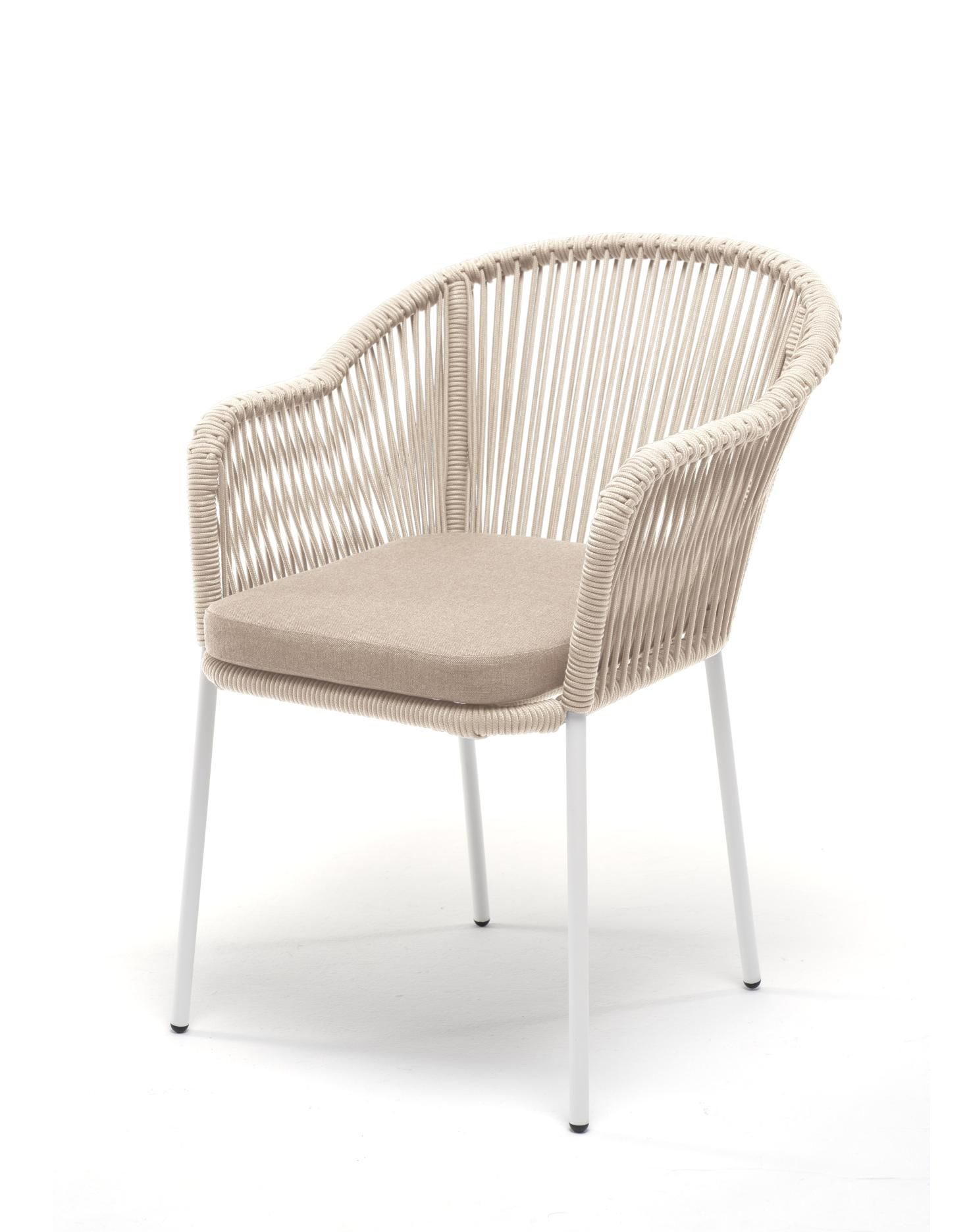 Плетеный стул из роупа Лион бежевый плетеный стул из роупа марсель бежево серый