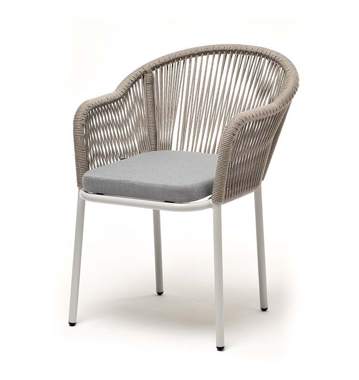 Плетеный стул Лион из роупа светло-серый плетеный стул из роупа марсель серый белый каркас