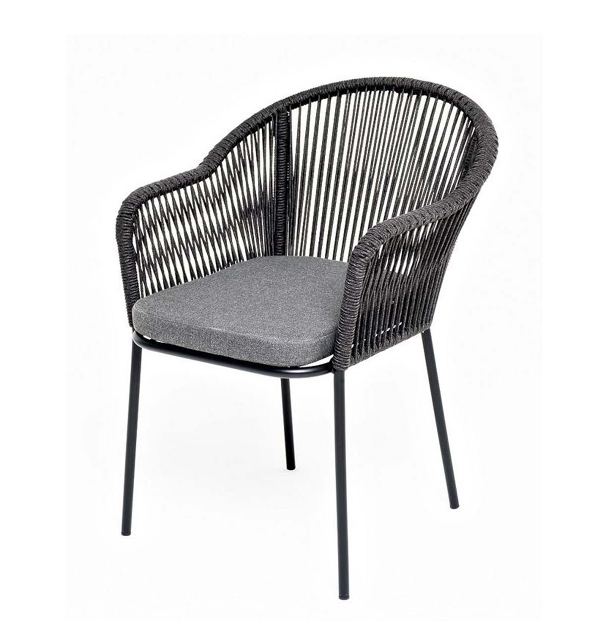 Плетеный стул Лион из роупа темно-серый обеденная группа на 4 персоны лион темно серый