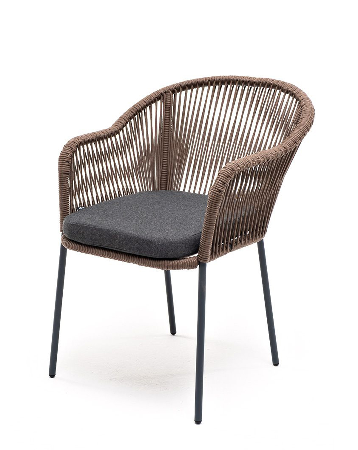 Плетеный стул из роупа Лион серо-коричневый плетеный стул из роупа марсель серый белый каркас