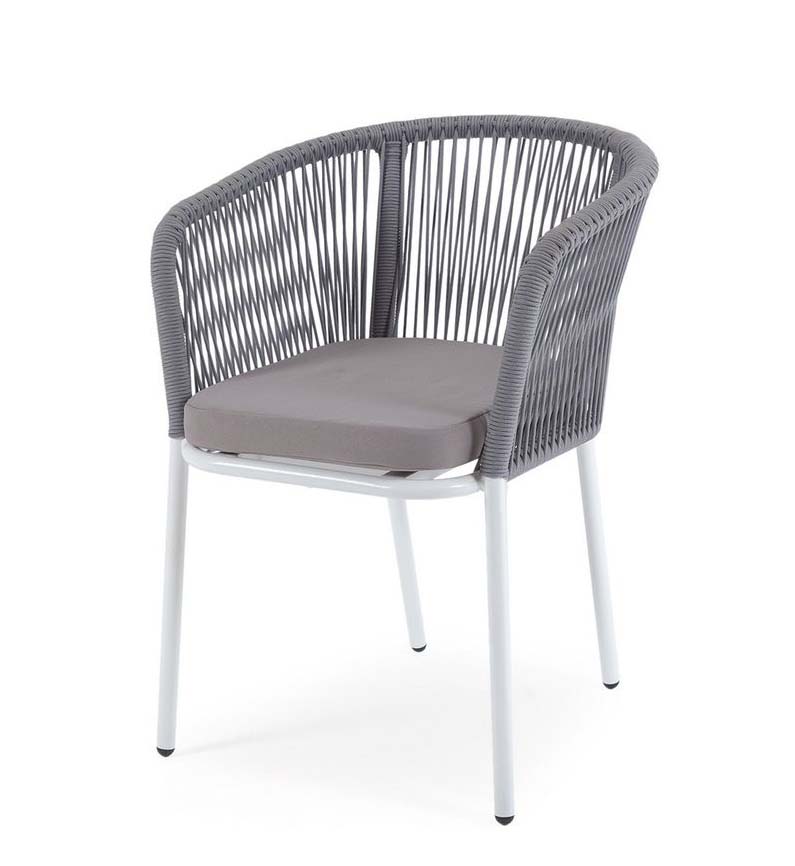Плетеный стул Марсель из роупа, светло-серый плетеный стул из роупа марсель серый белый каркас