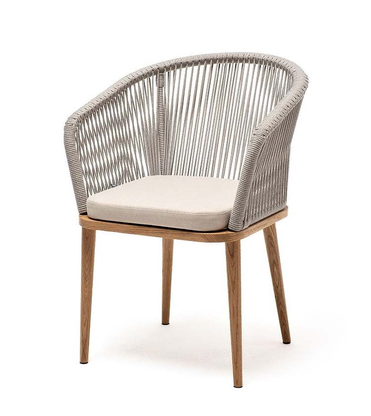Плетеный стул Марсель из дуба серый стул из роупа монако