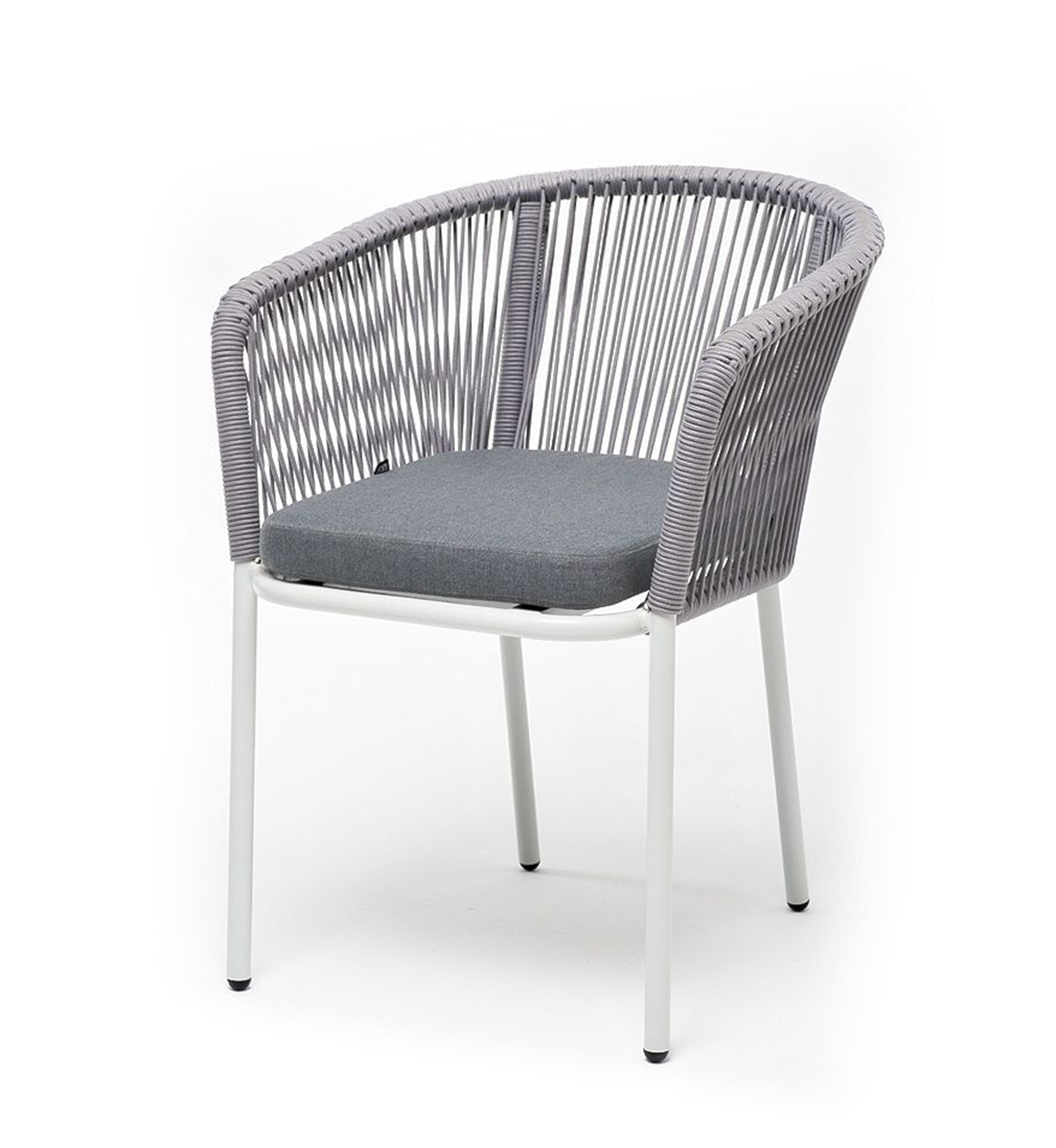 Плетеный стул из роупа Марсель бело-серый ahm grey стул