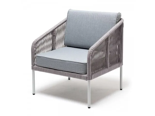 Кресло плетеное из роупа Канны светло-серое