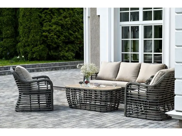 Лаунж-зона из искусственного ротанга Ницца, серая