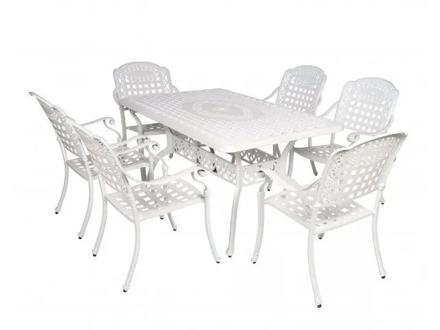 Обеденная группа из литого алюминия Gera 6 White