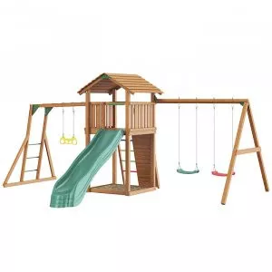 Детский городок Jungle Cottage+Rock+Swing Module Xtra+рукоход с кольцами
