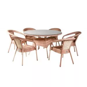 Комплект DECO 6 с круглым столом светло-коричневый