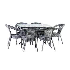 Комплект DECO PLUS 6 с прямоугольным столом серый